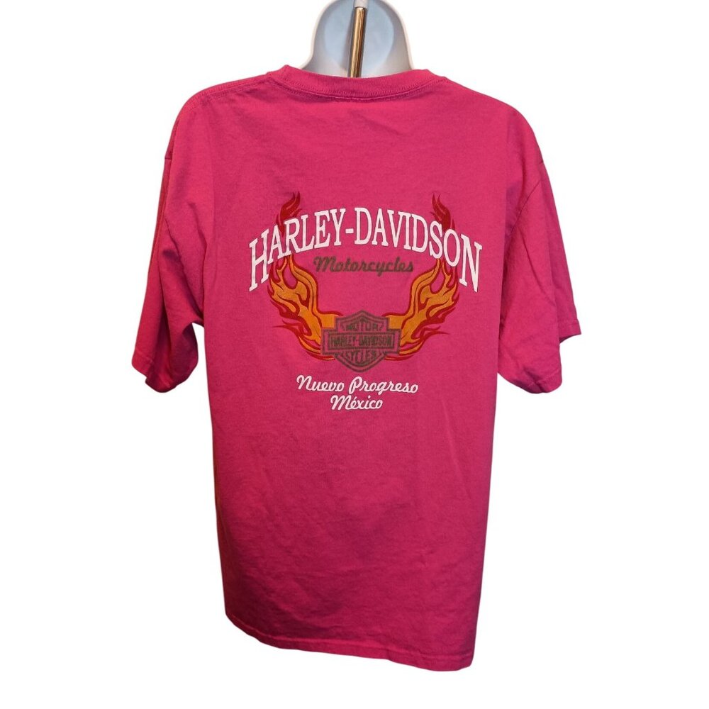 Yazbek Pink Harley-Davidson Motorcycles Nuevo Progreso Mexico Women's Shirt Sz.L - Picture 4 of 7